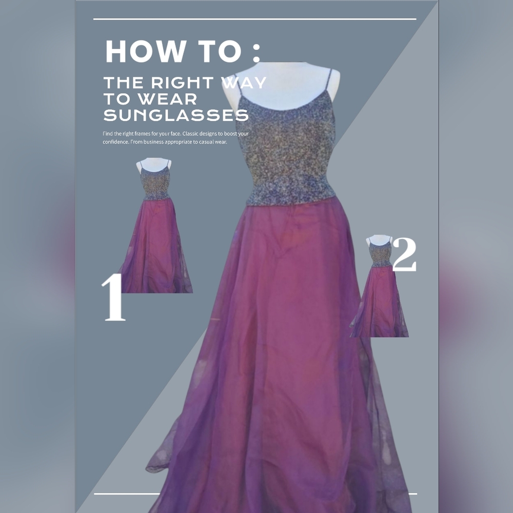 Tiffany Designs Vintage Gown Purple Skirt Heavily Beaded Black Top